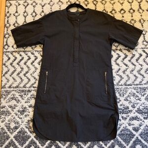 Theory Floryn Smock Short Sleeve Poplin Dress Size XS/TP Front Zip With Pockets